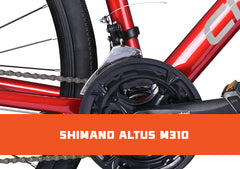 Cradiac Machine 21 Speed 6061 Alloy Hybrid Cycle 21 Geared Bicycle for Men with Rigid Fork & Dual Disc Brake Hybrid Bike | Ideal for 15+ Years, Unisex, Frame Size : 19.5 Inch, Metalic Red