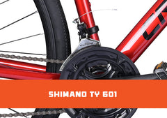 Cradiac Machine LITE 21 Speed 6061 Alloy Hybrid Cycle 21 Geared Bicycle for Men with Rigid Fork & Dual Disc Brake Hybrid Bike | Ideal for 15+ Years, Unisex, Frame Size : 19.5 Inch, Metalic Red