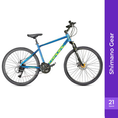 Cradiac Gunner PRO MAX 21 Speed 6061 Alloy Hybrid Cycle 21 Geared Bicycle for Men with Zoom Lockout Suspension & Dual Disc Brake Hybrid Bike | for 15+ Years, Unisex, Frame Size : 18.5 Inch, Teal Blue