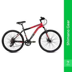 CRADIAC Stinger 7 Speed 27.5 inch Steel Geared High Performance Mountain Cycle for Men with Front Suspension & Dual disc Brakes | Ideal for 12+ Years, Unisex, Frame Size - 18.5 Inch