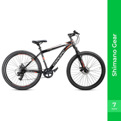 Cradiac Xplorer 7 Speed High Performance Steel Mountain Cycles for Men with Front Suspension & Dual Disc Brake 7 Geared MTB Bike 29 T | Ideal for 15+ Years, Unisex, Frame Size : 18.5 inch