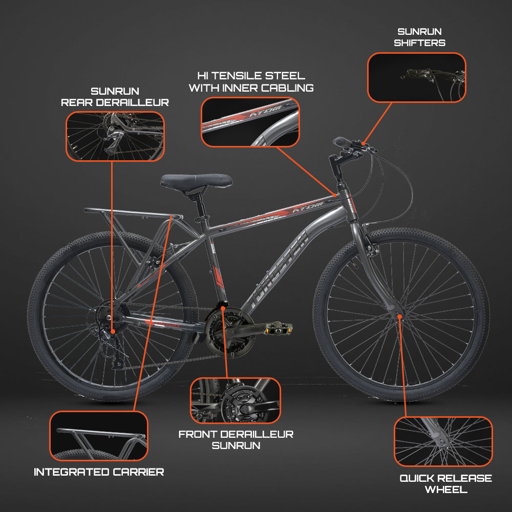 ideal mountainbike Tungsten Atom 21 Speed | 26 inch Unisex MTB