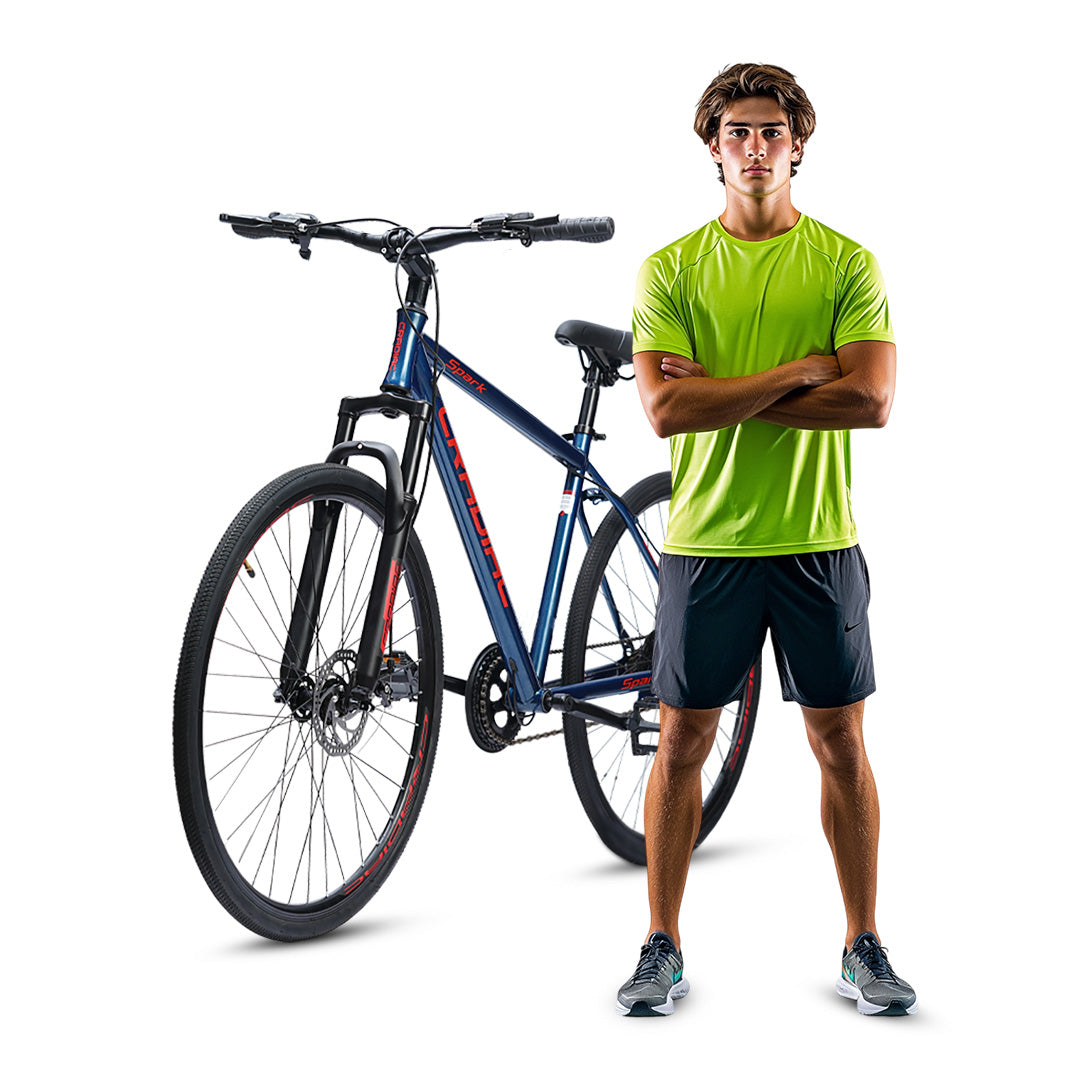 CRADIAC Spark Single Speed | 18.5 INCH HI-TENSILE Steel Frame | 700C T Hybrid Bike | Front Suspension | Dual DISC | Unisex