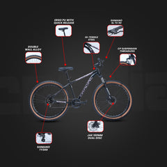 CRADIAC Xtreme 7 Speed | 18.5 INCH HI-TENSILE Steel Frame | 29T Mountain Bike | Front Suspension | Dual DISC