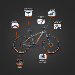 CRADIAC Dexter 7 Speed | 18.5 INCH HI-TENSILE Steel Frame | 27.5T Mountain Bike | Front Suspension | Dual DISC
