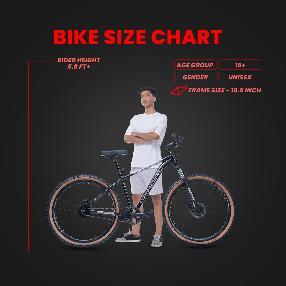 CRADIAC Dexter Single Speed | 18.5 INCH HI-TENSILE Steel Frame | 27.5T Mountain Bike | Front Suspension | Dual DISC
