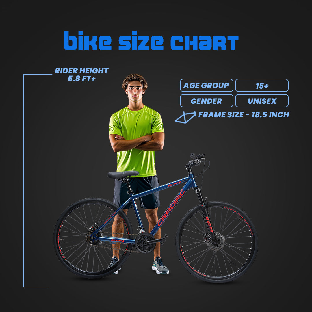 CRADIAC Spark Single Speed | 18.5 INCH HI-TENSILE Steel Frame | 700C T Hybrid Bike | Front Suspension | Dual DISC | Unisex