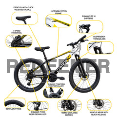 CRADIAC - REDEEMER 21 Speed Gear Cycle | 26" T Cycle for Boys 12 to 15 Years | Bicycle for Men Adult | Mountain Bike with Front Suspension & Dual Disc Brakes| Unisex MTB Cycle for Men |