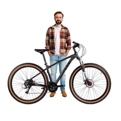 CRADIAC - Wolf 21 Gear MTB Cycle | 29" Inch Mountain Bicycle | Zoom Lockout Suspension | 6061 Light Weight Alloy Frame | Dual Disc Brakes | Ideal for 14+ Years Men/Boys | Carbon Black