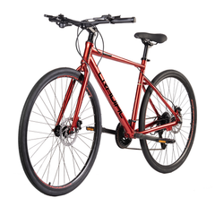Cradiac Machine 21 Speed 6061 Alloy Hybrid Cycle 21 Geared Bicycle for Men with Rigid Fork & Dual Disc Brake Hybrid Bike | Ideal for 15+ Years, Unisex, Frame Size : 19.5 Inch, Metalic Red