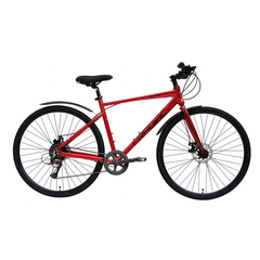 CRADIAC Machine X 8 Speed 6061 Alloy Hybrid Cycle 8 Geared Bicycle for Men with Rigid Fork & Dual Disc Brake Hybrid Bike | Ideal for 15+ Years, Unisex, Frame Size : 19.5 Inch, Metalic Red