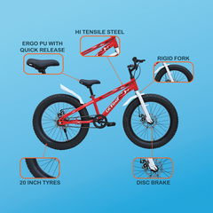 CRADIAC - Scrappy 20 Inch Kids Cycle for Boys & Girls | Cycle for 5 to 8 Years | 20T Bicycle for Beginner Kids Bike with Comfortable Seat & DISC Brake | Cycle for Girls & Boys
