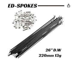 ALTER 36 PCS E-Bicycle ED-Spokes for 26" 13 Gauge, 220 MM for Double Wall Rim with Iron Nipples(ALSP_SPK220)