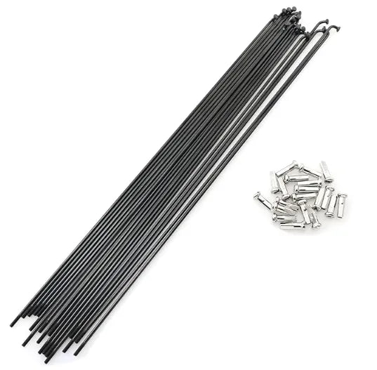 WELWIK 18pcs 14G J Bend Bicycle Steel Spokes 260mm W/Nipples, Black Bicycle Electric Bike Accessories Mountain/Road Bike Steel 14G Spokes