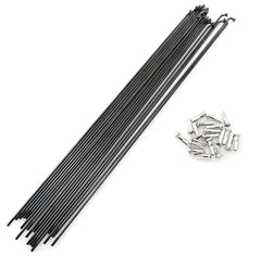 WELWIK 18pcs 14G J Bend Bicycle Steel Spokes 260mm W/Nipples, Black Bicycle Electric Bike Accessories Mountain/Road Bike Steel 14G Spokes