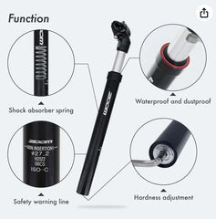 DJC Bike Suspension Seatpost Shock Absorber Damper Post 27.2 30.9 31.6 mm, Lightweight Aluminum Body