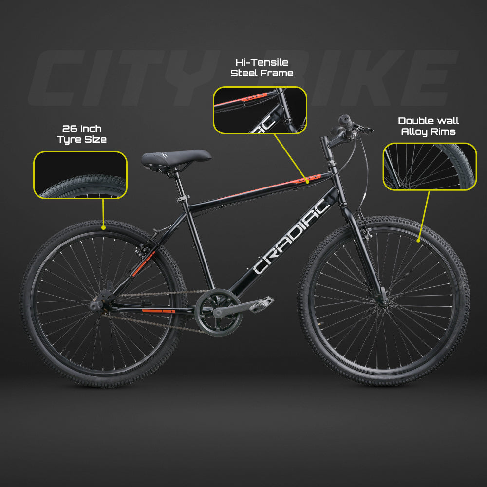 performance citybike Buy Cradiac City Bike Single Speed 26T Black MTB – Cradiac Sports