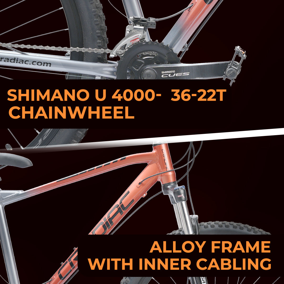 CRADIAC - XC 3000 | 2x11 Speed Gear Cycle | 27.5" Inch Mountain Bike | Hydraulic Disc Brakes | SR SUNTOUR Lockout Suspension | High Performance Alloy Frame | for 14+ Boys/Girls/Men