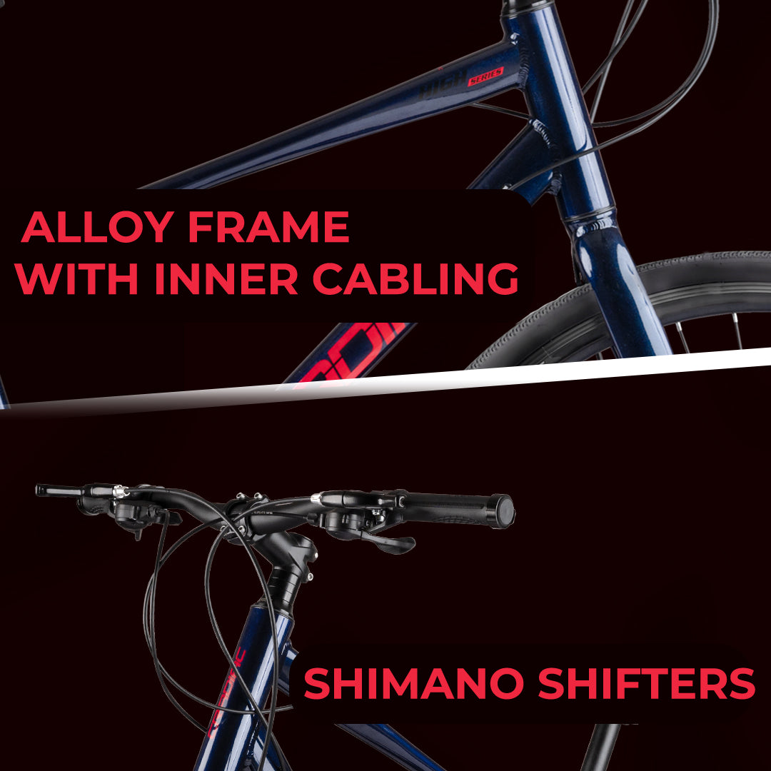 CRADIAC - Concept X | 24 Speed Gear Hybrid Cycle | 700 * 35 C Bike | Rigid Fork | 6061 Alloy Frame | 700 * 35C Nylon Tires | Shimano hydraulic Dual DISC Brakes | Ideal for 15+ Years Men/Boys/Girls