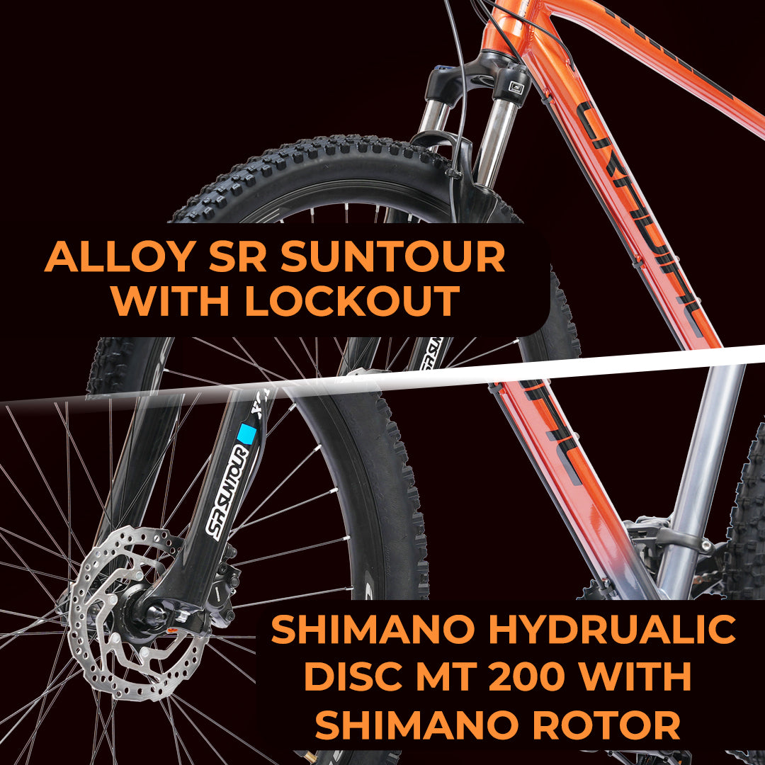 CRADIAC - XC 3000 | 2x11 Speed Gear Cycle | 27.5" Inch Mountain Bike | Hydraulic Disc Brakes | SR SUNTOUR Lockout Suspension | High Performance Alloy Frame | for 14+ Boys/Girls/Men