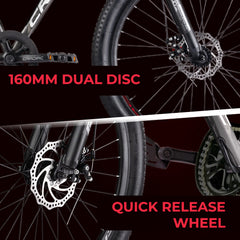 CRADIAC Top Gun Single Speed High Performance Steel Mountain Cycles for Men with Front Suspension & Dual Disc Brake| 26" T Non Geared MTB Bike | Ideal for 14+ Years, Unisex, Frame Size : 17 Inch