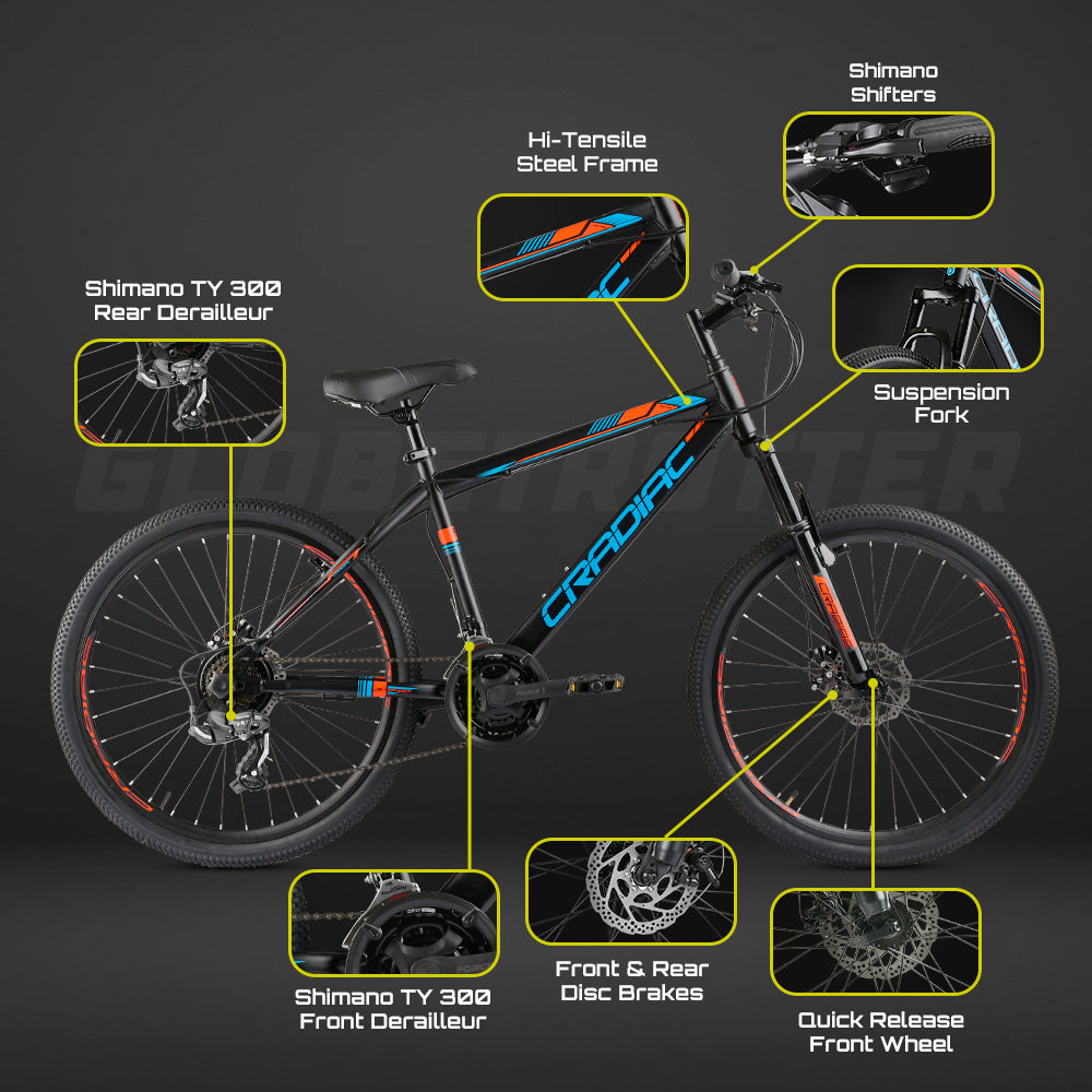 Buy Cradiac Globetrotter 21 Speed Black 26T MTB – Cradiac Sports