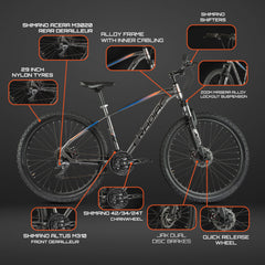 CRADIAC - XC 900 GEN 3 | MTB 24 Gear Cycle | 29 INCH Alloy Cycle for Men | 24 Speed Mountain Bike with 6061 Aluminium Frame, Disc Brakes & Zoom Lockout Suspension Fork | 14+ Years & 5.8FT +, Unisex
