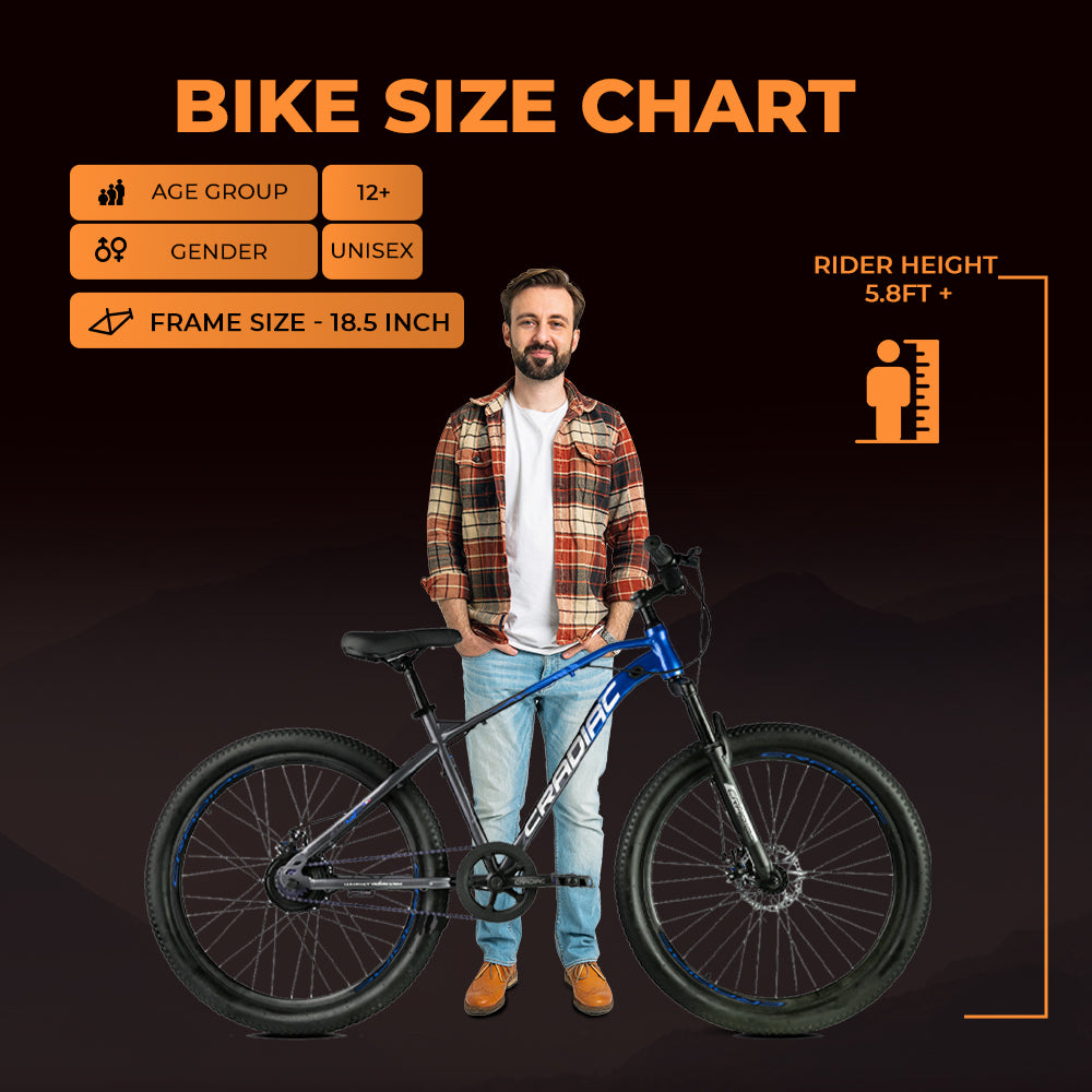 CRADIAC Top Gun Single Speed High Performance Steel Mountain Cycles for Men with Front Suspension Dual Disc Brake| 26