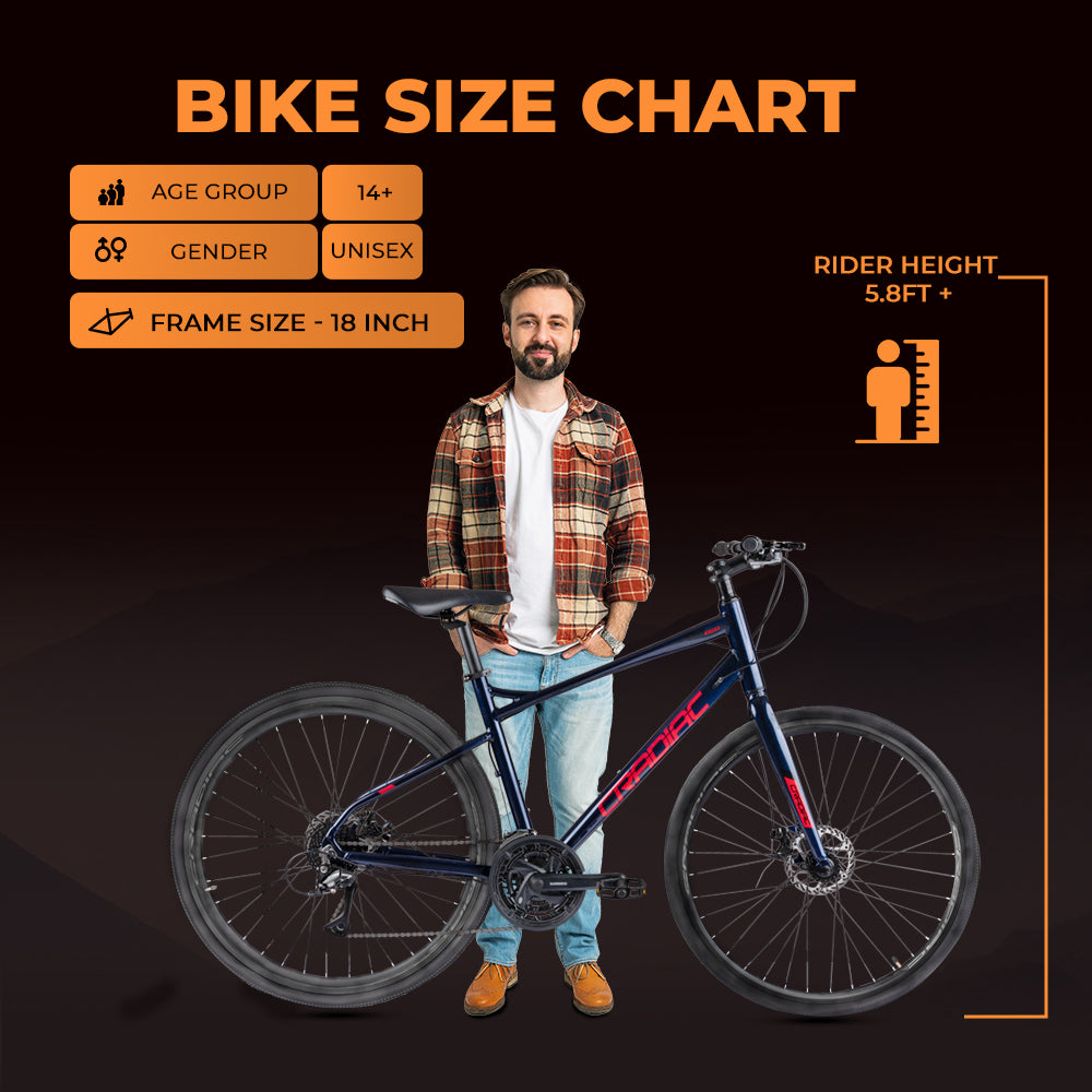 CRADIAC - Concept X | 24 Speed Gear Hybrid Cycle | 700 * 35 C Bike | Rigid Fork | 6061 Alloy Frame | 700 * 35C Nylon Tires | Shimano hydraulic Dual DISC Brakes | Ideal for 15+ Years Men/Boys/Girls
