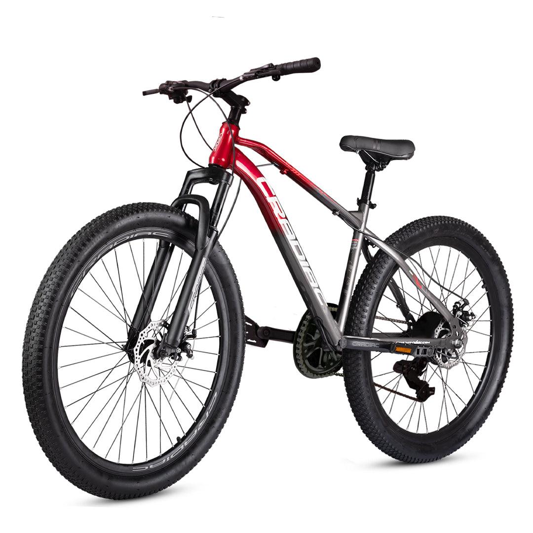 CRADIAC TOP Gun 7 Speed High Performance Steel Mountain Cycles for Men with Front Suspension & Dual Disc Brake| 26" T 7 Geared MTB Bike | Ideal for 14+ Years, Unisex, Frame Size : 17 Inch