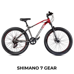 CRADIAC TOP Gun 7 Speed High Performance Steel Mountain Cycles for Men with Front Suspension & Dual Disc Brake| 26" T 7 Geared MTB Bike | Ideal for 14+ Years, Unisex, Frame Size : 17 Inch