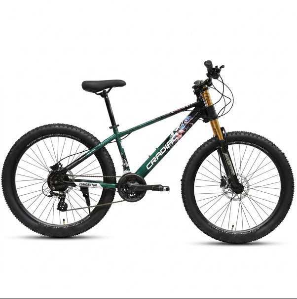 CRADIAC Terminator X | 21 Gear Shimano Gear | Hydraulic Dual disc Brake | 26T Mountain Bike | Double Crown Front Suspension | Stunt Cycle |Dual Tone Paintjob | Stunt Cycle (British Racing Green) |