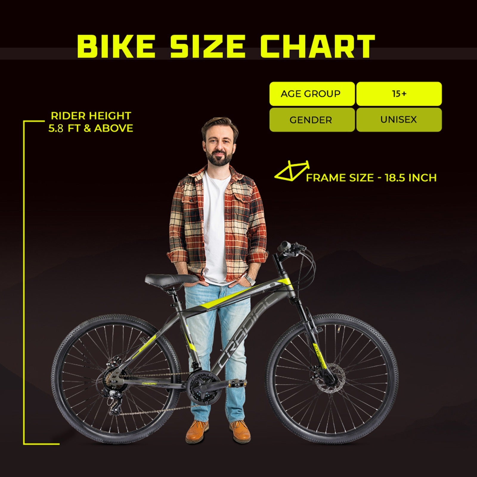 CRADIAC Hustler X7 Single Speed 29 inch High Performance Mountain Cycle for Men with Front Suspension & Dual disc Brakes | Ideal for 14+ Years, Unisex, Frame Size - 18.5 Inch
