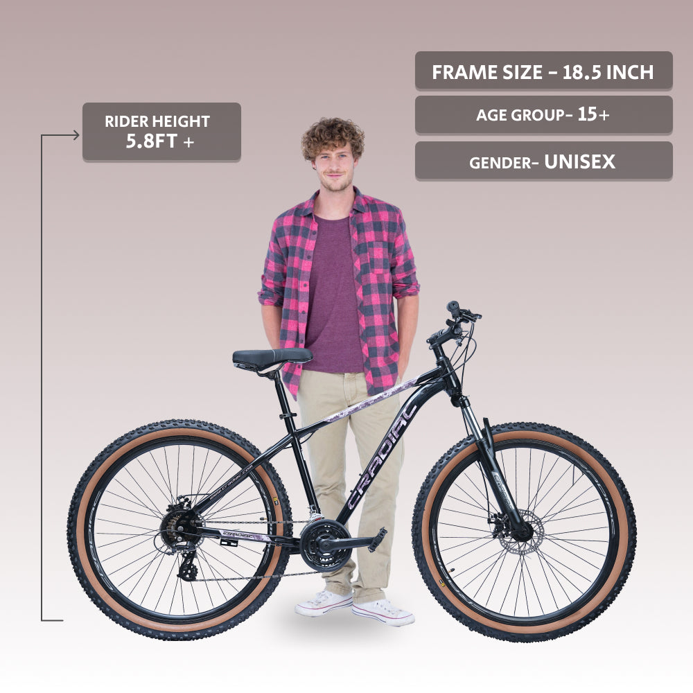 CRADIAC Xtreme 21 Speed | 18.5 INCH HI-TENSILE Steel Frame | 29T Mountain Bike | Front Suspension | Dual DISC
