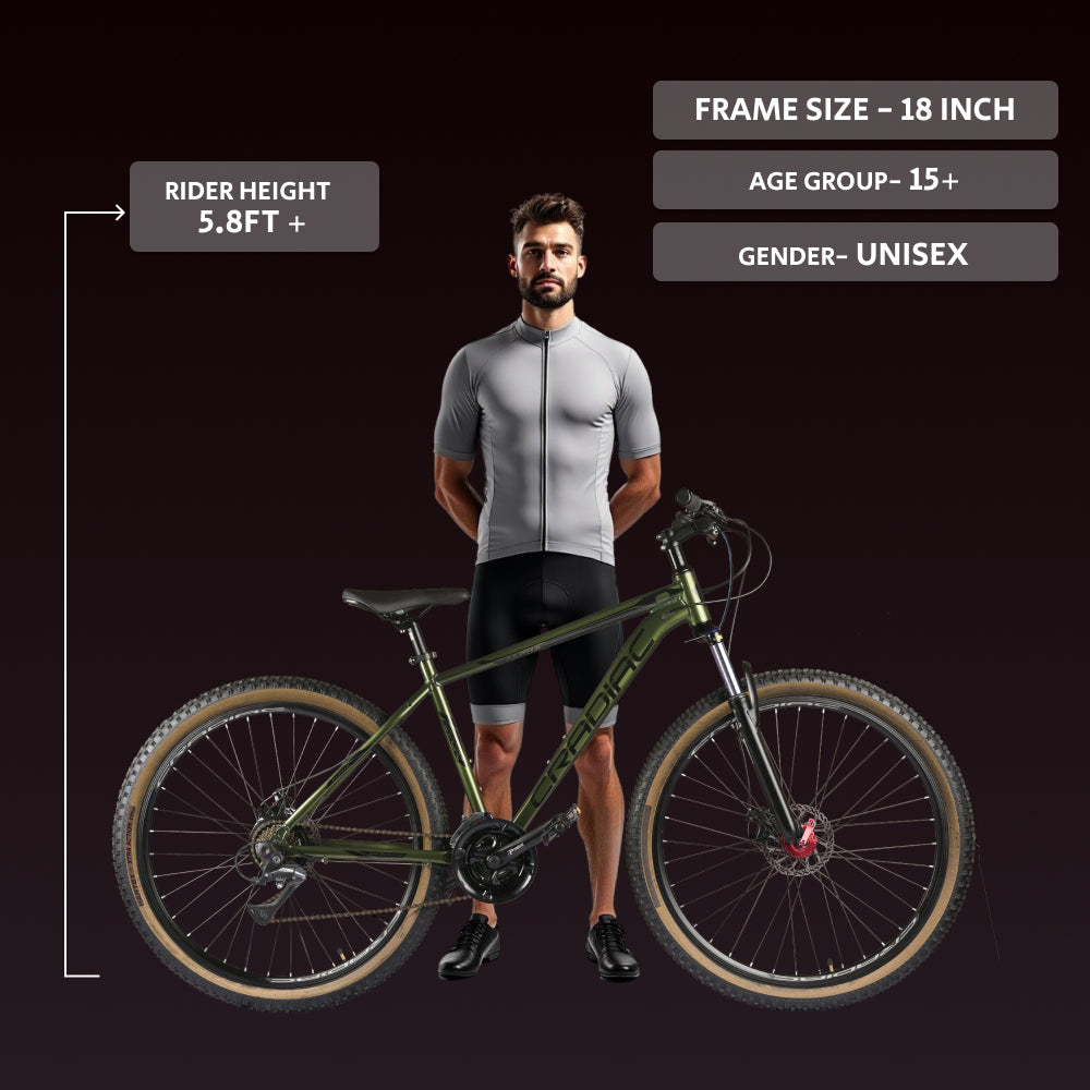 CRADIAC Alpha PRO X | 6061 Alloy Cycle| 29 T 21 Speed Gear | Bicycle for Men with Front Remote Lockout Suspension & Dual Disc Brake Mountain Bike | Ideal for 15+ Years, Unisex, Frame Size : 18 inch
